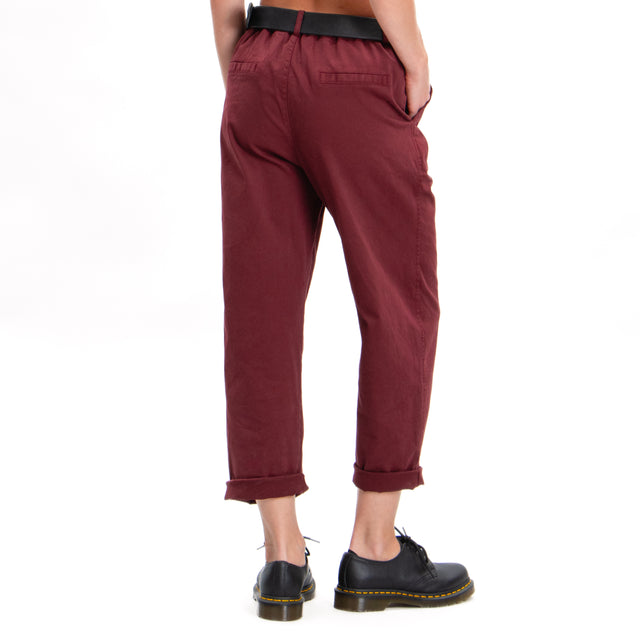 Zeroassoluto-LORY baggy stretch cotton trousers - wine