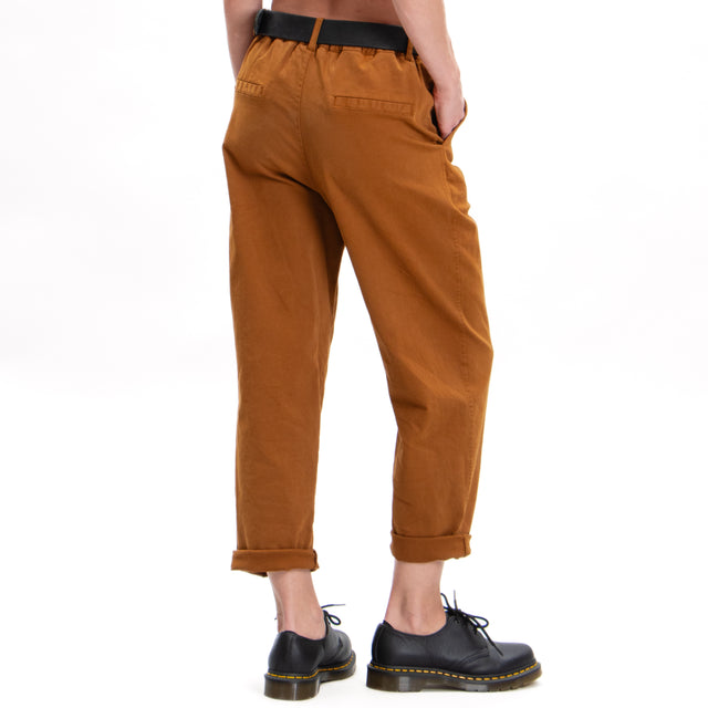 Zeroassoluto-LORY baggy stretch cotton trousers - whiskey