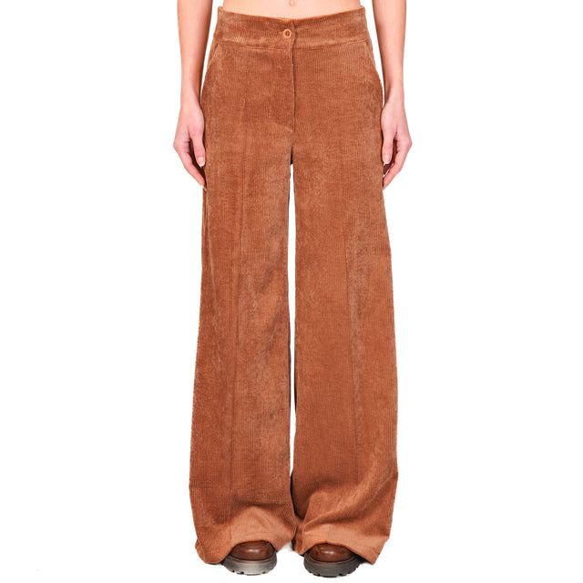 Zeroassoluto- ANDY velvet trousers 500 lines - tobacco