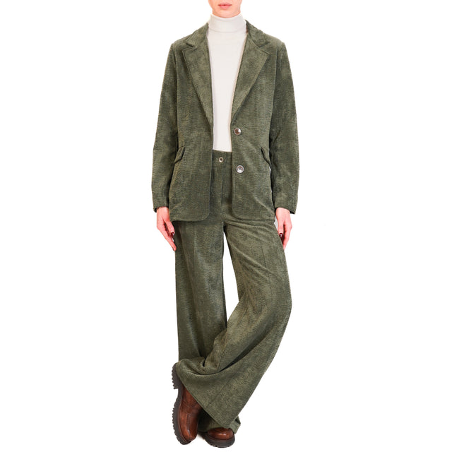 Zeroassoluto- Pantalone ANDY velluto 500 righe - verde bosco