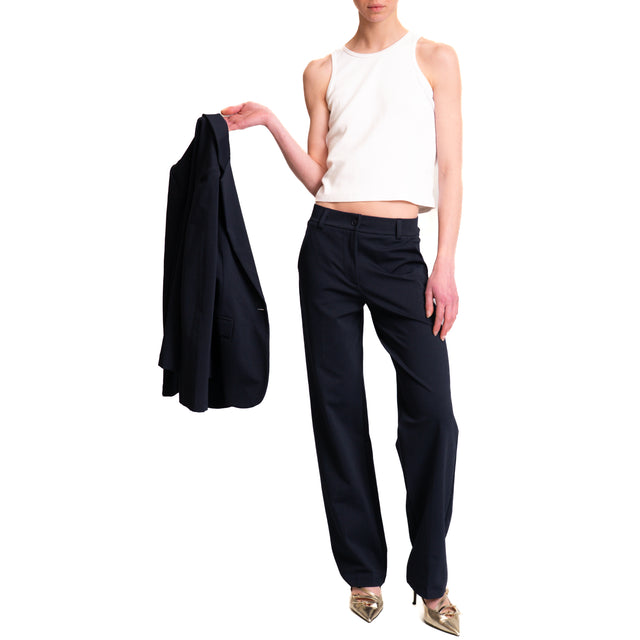 Zeroassoluto-Pantalone BELLE straight fit punto milano - blu