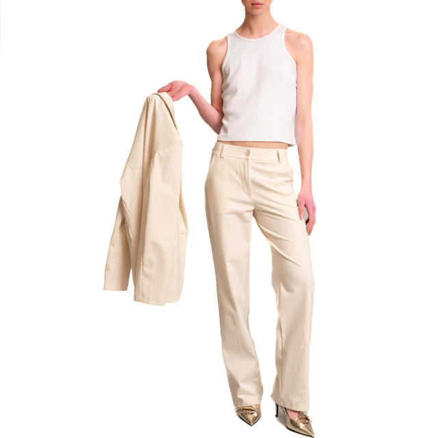 Zeroassoluto-Pantalone BELLE straight fit punto milano - burro