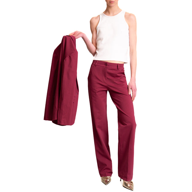 Zeroassoluto-Pantalone BELLE straight fit punto milano - cherry