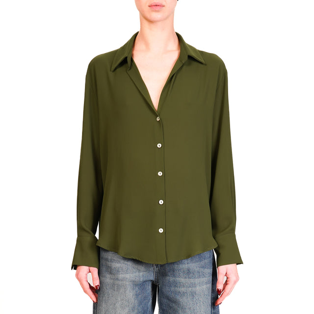 Zeroassoluto-Camicia CLAY MANO SETA - verde bosco