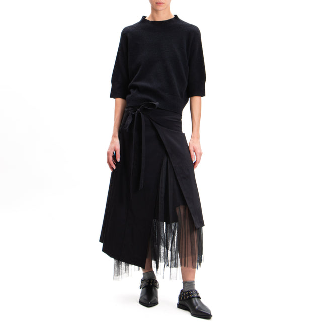 Zeroassoluto-Gonna portafoglio con tulle - nero