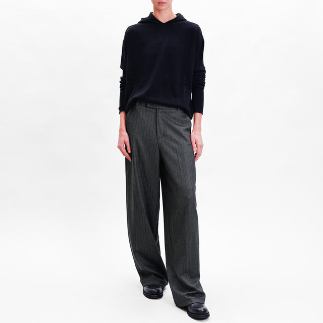 Zeroassoluto-Pantalone GENDER wide leg genderless - spinato grigio/nero