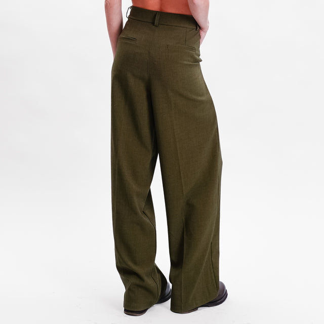 Zeroassoluto-Pantalone GENDER wide leg genderless - olive melange