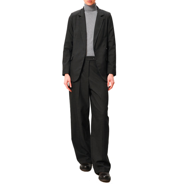 Zeroassoluto-Pantalone GENDER wide leg genderless - spinato antracite