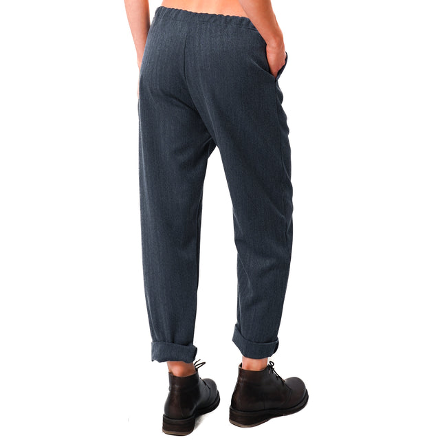 Zeroassoluto-Pantalone GILDA baggy con coulisse - spinato blu