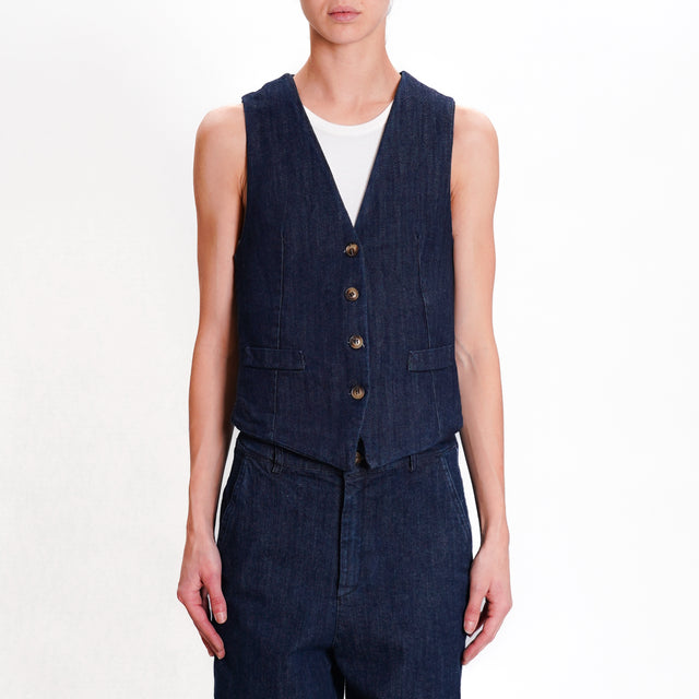 Zeroassoluto-Gilet GILLY canvas jeans - denim