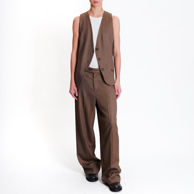 Zeroassoluto-Pantalone GENDER wide leg genderless - diagonale camel/moro