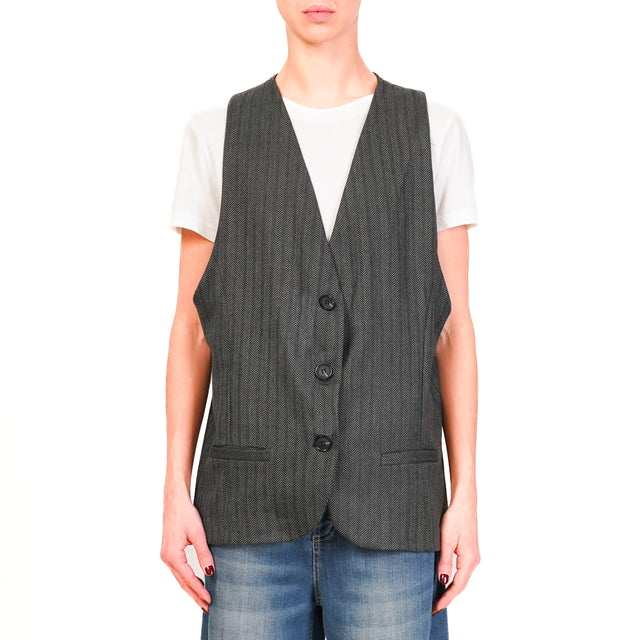 Zeroassoluto-GILY 3-button vest - grey/black herringbone