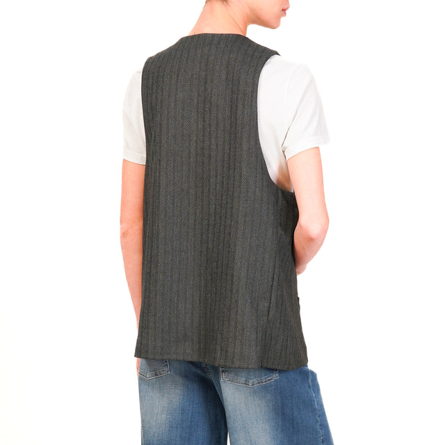 Zeroassoluto-GILY 3-button vest - grey/black herringbone