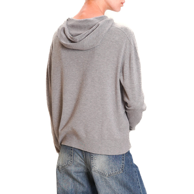 Zeroassoluto-Maglia crop con cappuccio - grigio