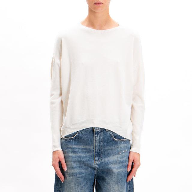 Zeroassoluto-Ribbed cuff crewneck sweater - butter