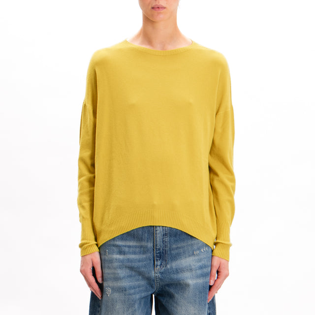 Zeroassoluto-Ribbed cuff crewneck sweater - lime