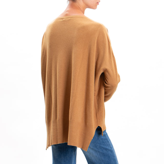 Zeroassoluto-Oversized shirt with side slits - biscuit