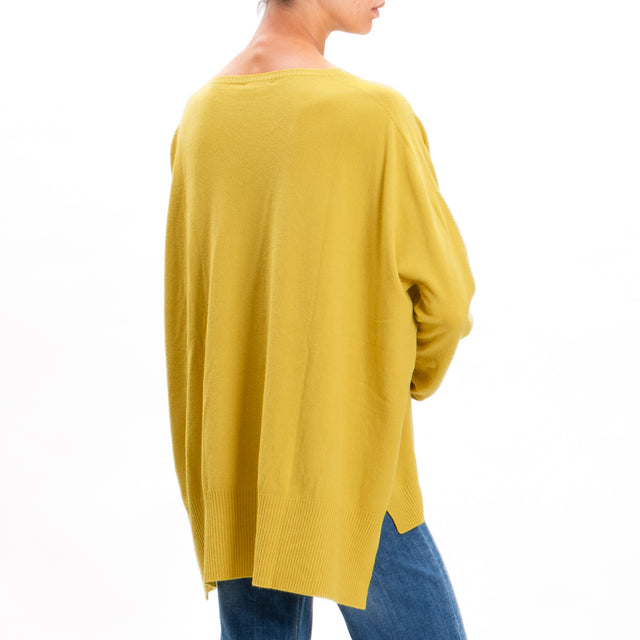 Zeroassoluto-Oversized shirt with side slits - lime