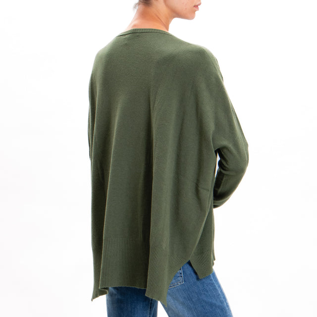 Zeroassoluto-Oversized shirt with side slits - military