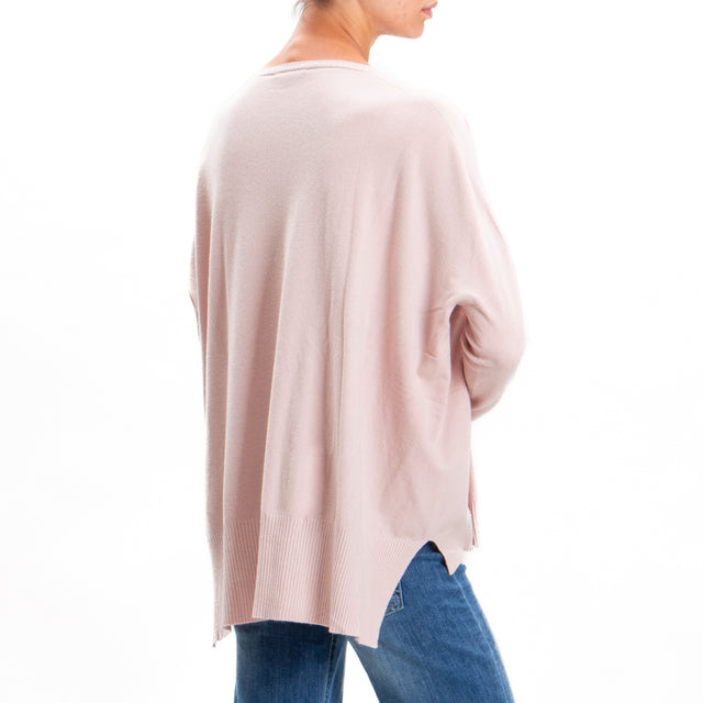 Zeroassoluto-Oversized shirt with side slits - pink