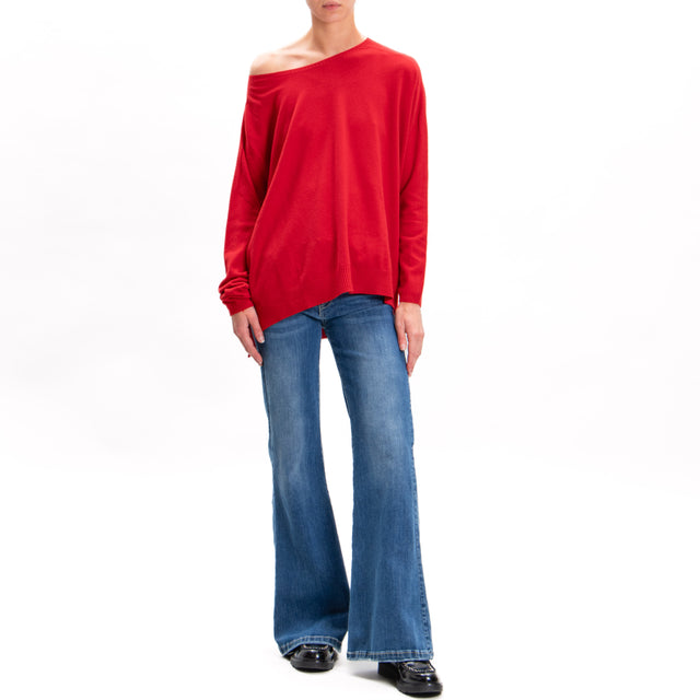 Zeroassoluto-Oversized shirt with side slits - red