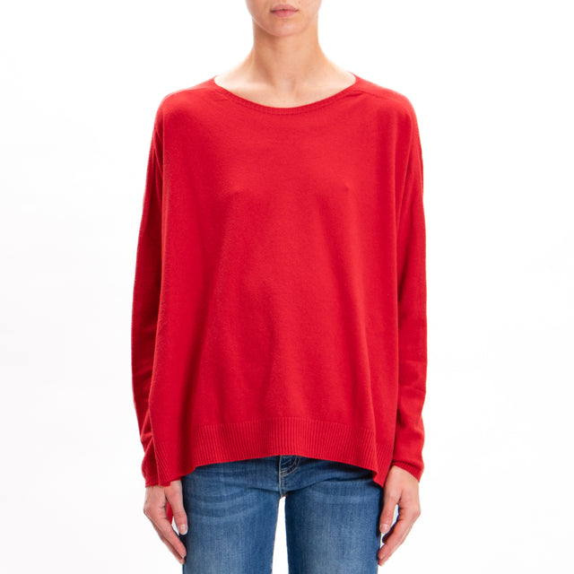 Zeroassoluto-Oversized shirt with side slits - red