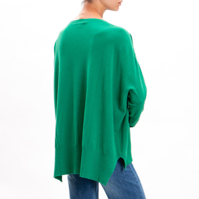 Zeroassoluto-Oversized shirt with side slits - GREEN