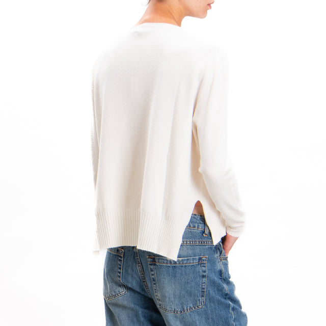 Zeroassoluto-V-neck sweater with side slits - butter