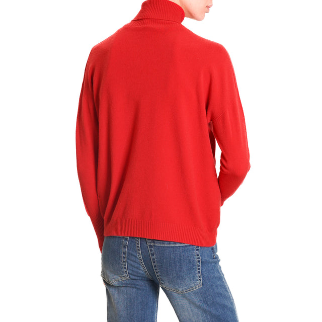 Zeroassoluto-High neck sweater - red