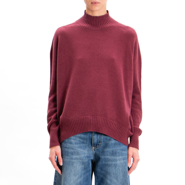 Zeroassoluto-Ribbed collar sweater - Bordeaux