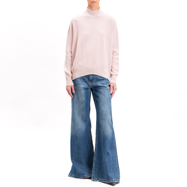 Zeroassoluto-Ribbed collar sweater - pink