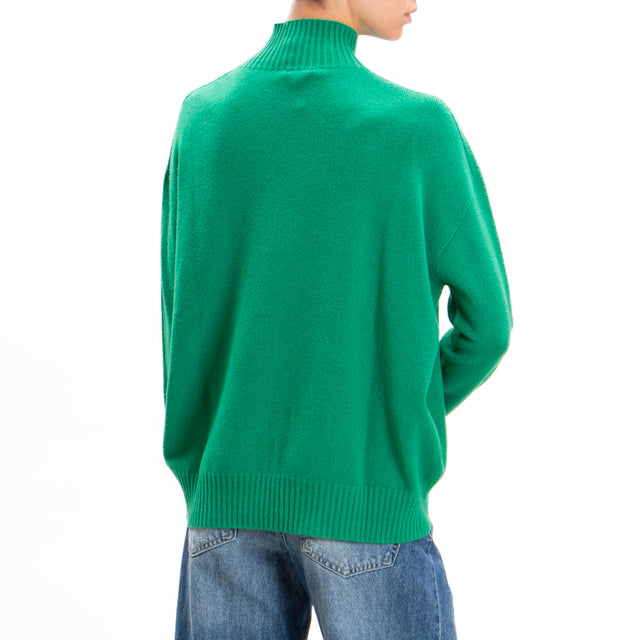 Zeroassoluto-Ribbed collar sweater - GREEN