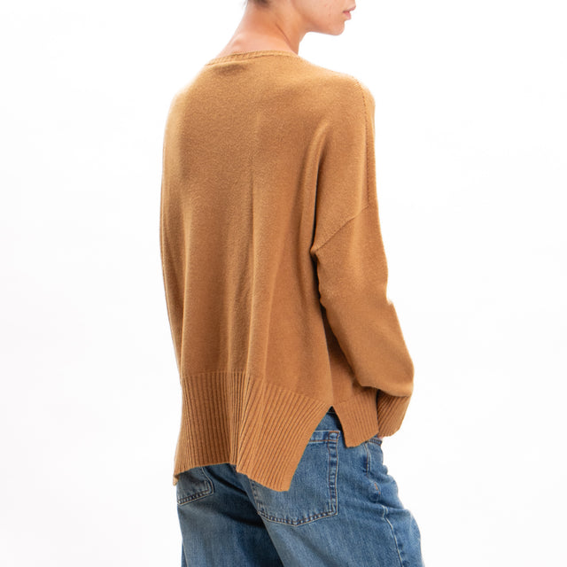 Zeroassoluto-Side slit box jersey - biscuit