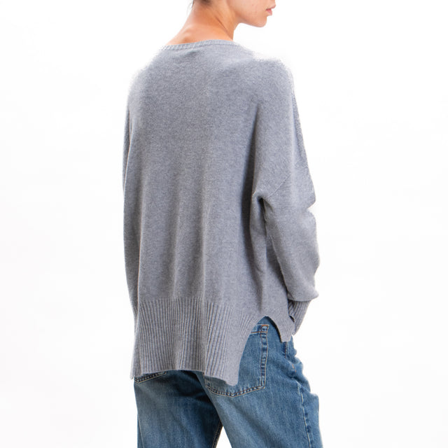 Zeroassoluto-Side slit box jersey - grey