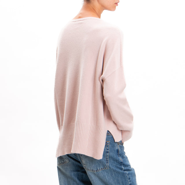 Zeroassoluto-Side slit box jersey - pink