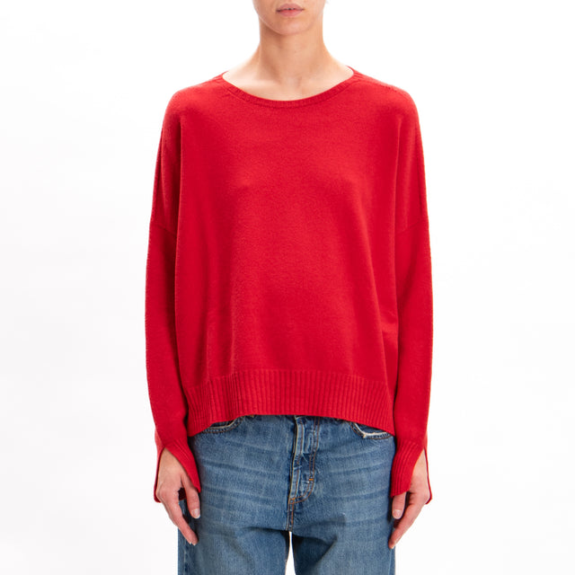 Zeroassoluto-Side slit box jersey - red