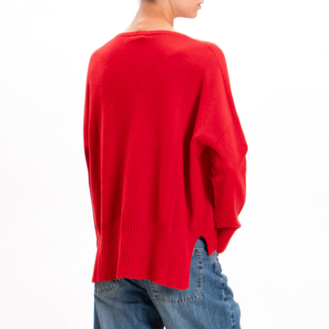 Zeroassoluto-Side slit box jersey - red