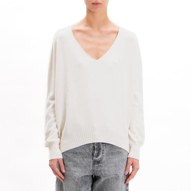 Zeroassoluto-V-neck box sweater - butter