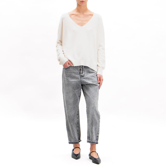 Zeroassoluto-V-neck box sweater - butter