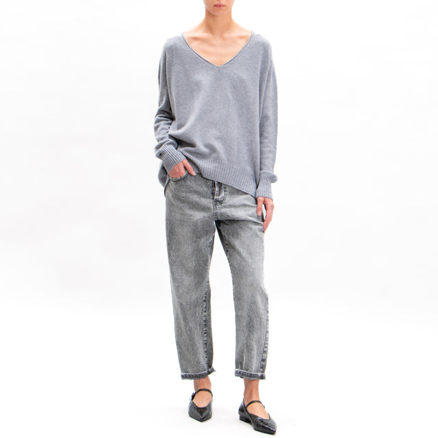 Zeroassoluto-V-neck box sweater - grey