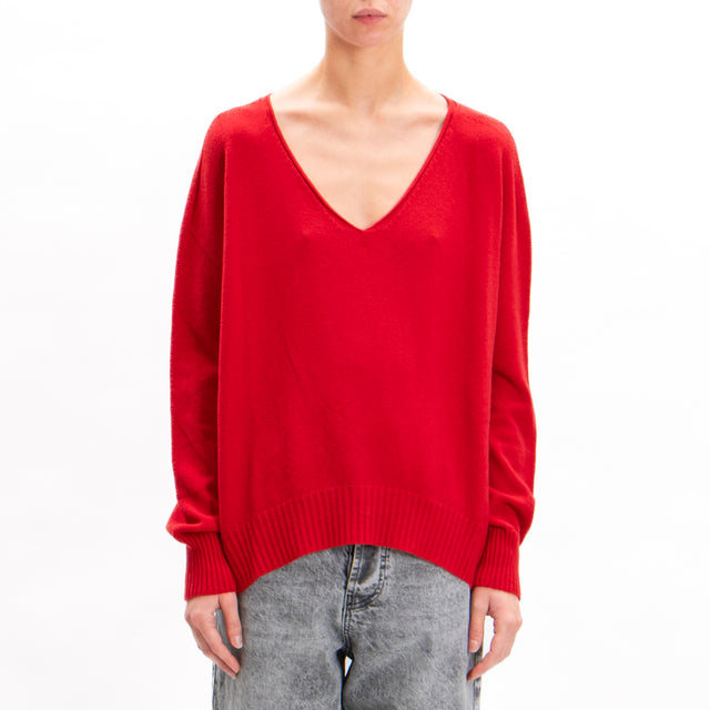 Zeroassoluto-V-neck box jersey - red