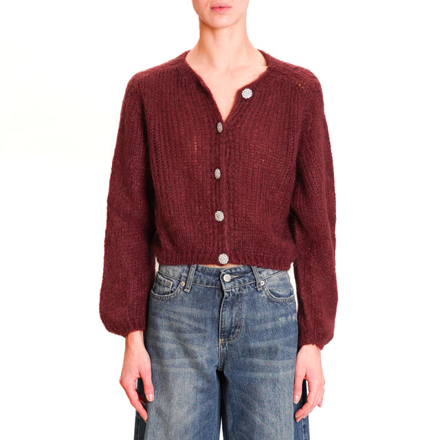 Zeroassoluto-Mohair cardigan with jewel buttons - Bordeaux