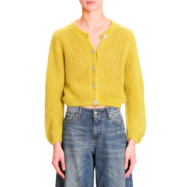 Zeroassoluto-Mohair cardigan with jewel buttons - lime