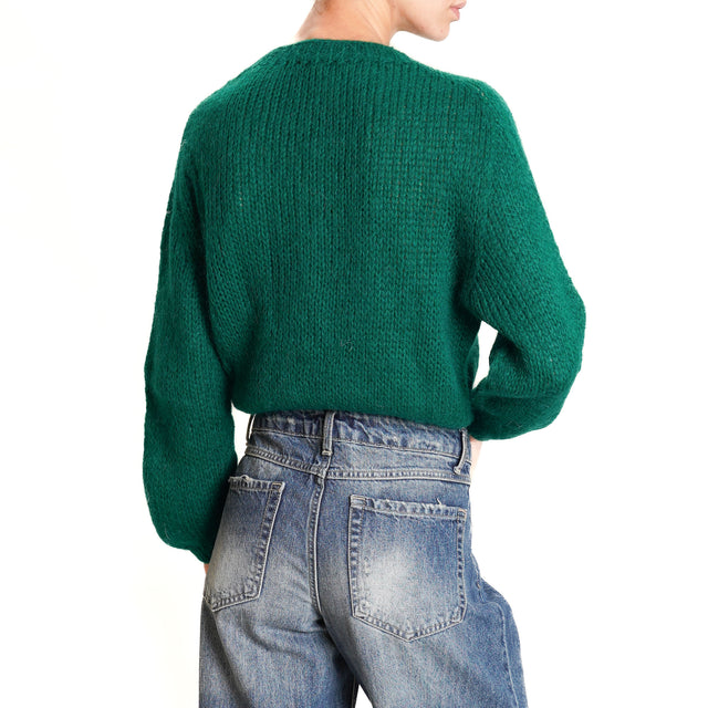 Zeroassoluto-Mohair cardigan with jewel buttons - emerald