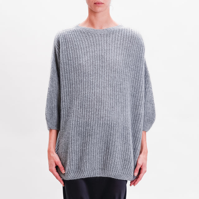 Zeroassoluto-Maglia over misto mohair manica 3/4 - grigio