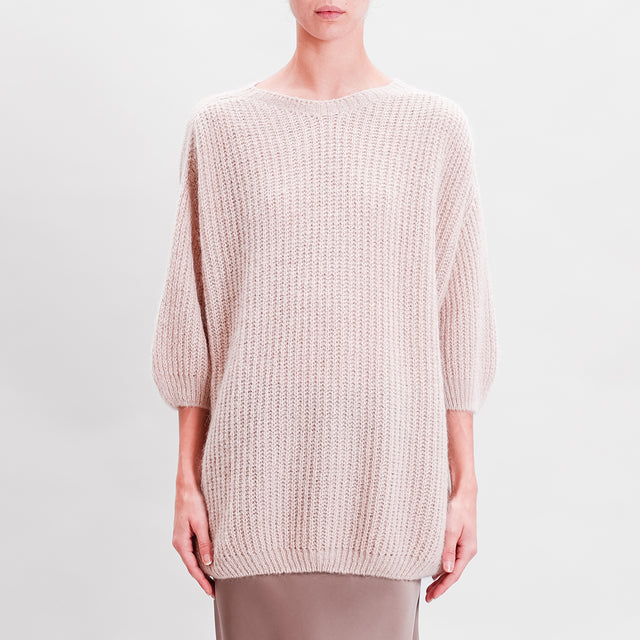 Zeroassoluto-Maglia over misto mohair manica 3/4 - rosa