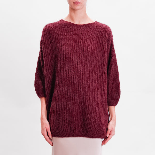 Zeroassoluto-Maglia over misto mohair manica 3/4 - Bordeaux