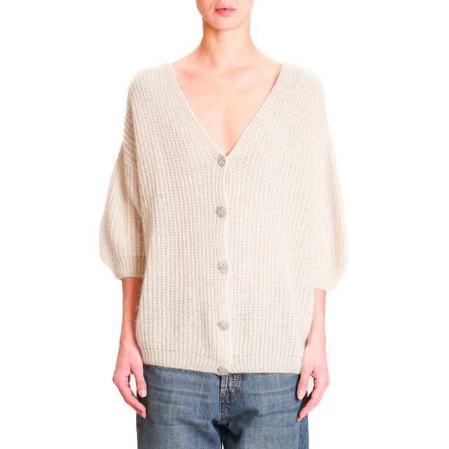 Zeroassoluto-Mohair cardigan with jewel buttons - butter