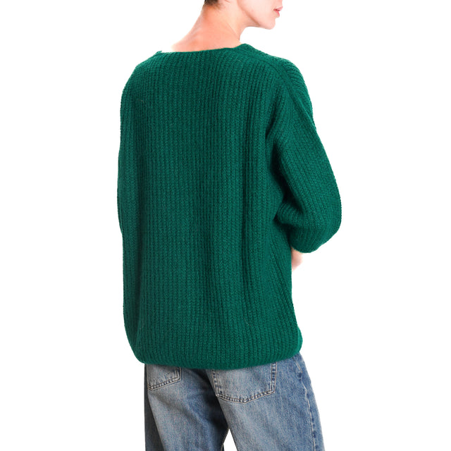 Zeroassoluto-Mohair cardigan with jewel buttons - emerald