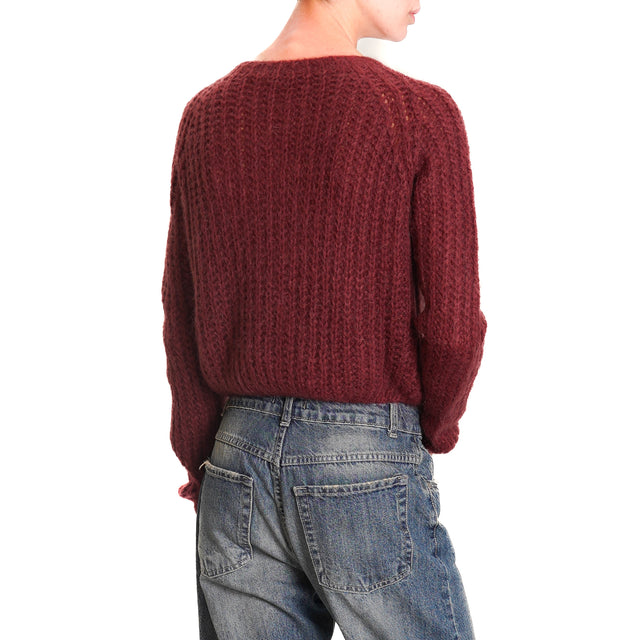 Zeroassoluto-Mohair cardigan with jewel buttons - Bordeaux